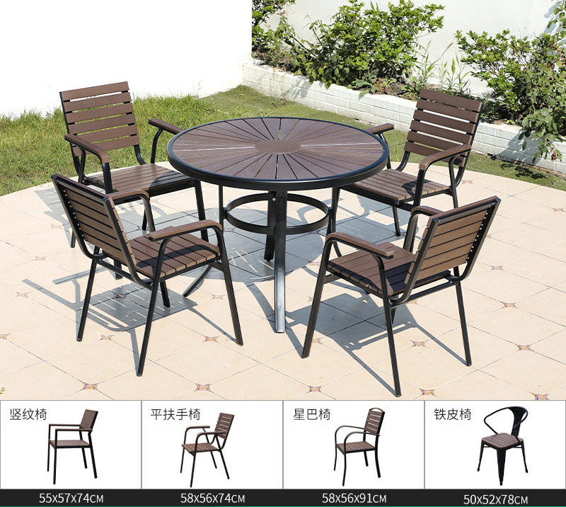 Leisure Garden Outdoor Restaurant Polyester Wood Dining Cafe Table And Chairs Set