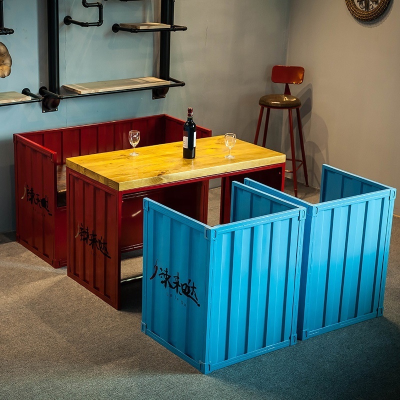 Creative Shipping Container Furniture Wrought Iron Pub Restaurant Booth Seating