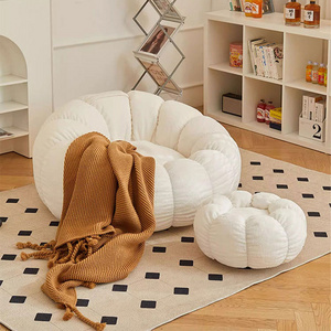 Lamb cashmere Pumpkin lazy sofa person sofa tatami balcony bedroom single sofa chair with Footstool