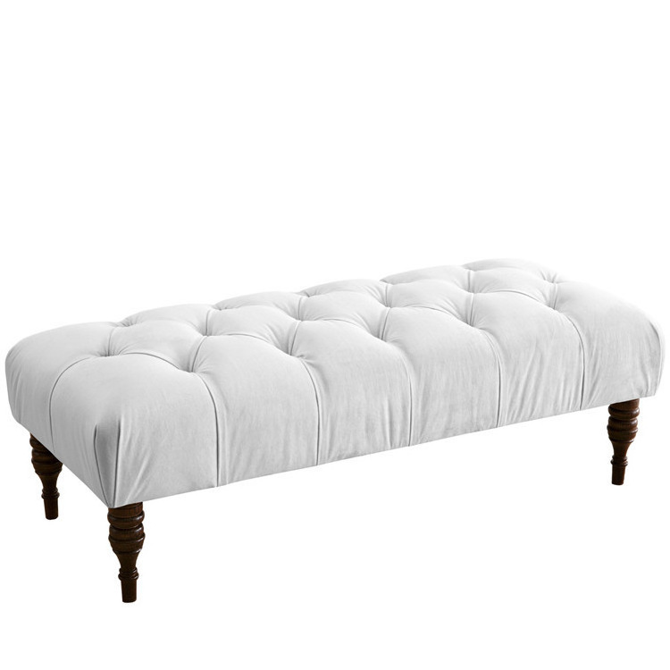 Midcentury Modern Entryway Shoe Footstool Upholstered Velvet Tufted Long Bench For bed