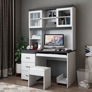 Integrated Compartments Home Office Tall Standing White Computer Desk With Shelves