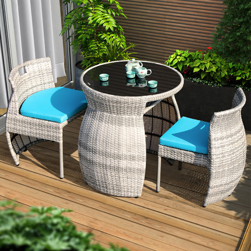 Tiny House Terrace Furniture Space Saving PE Rattan Garden Outdoor Table And Chair Set