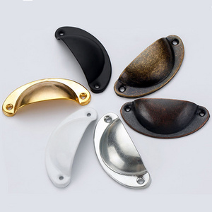 Vintage Half Circle Furniture Hardware Pull Handle Knob Drawer Shell Pulls Half Moon Drawer Knobs for Kitchen Cupboard Door