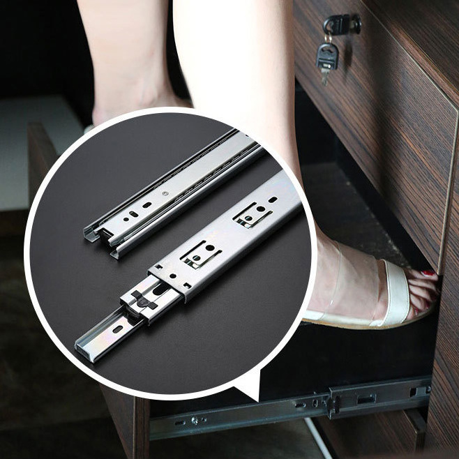 Drawer Slides Manufacturer 3 Folds Adjustable Soft Slim Sliding Soft Closing Extension Ball Bearing Drawer Runners Slides