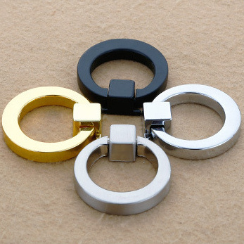 Gold Black Chrome Nickel Wire Drawing Zinc Alloy Circle Finger Hardware Cabinet Pulls Bedroom Ring Furniture Handles