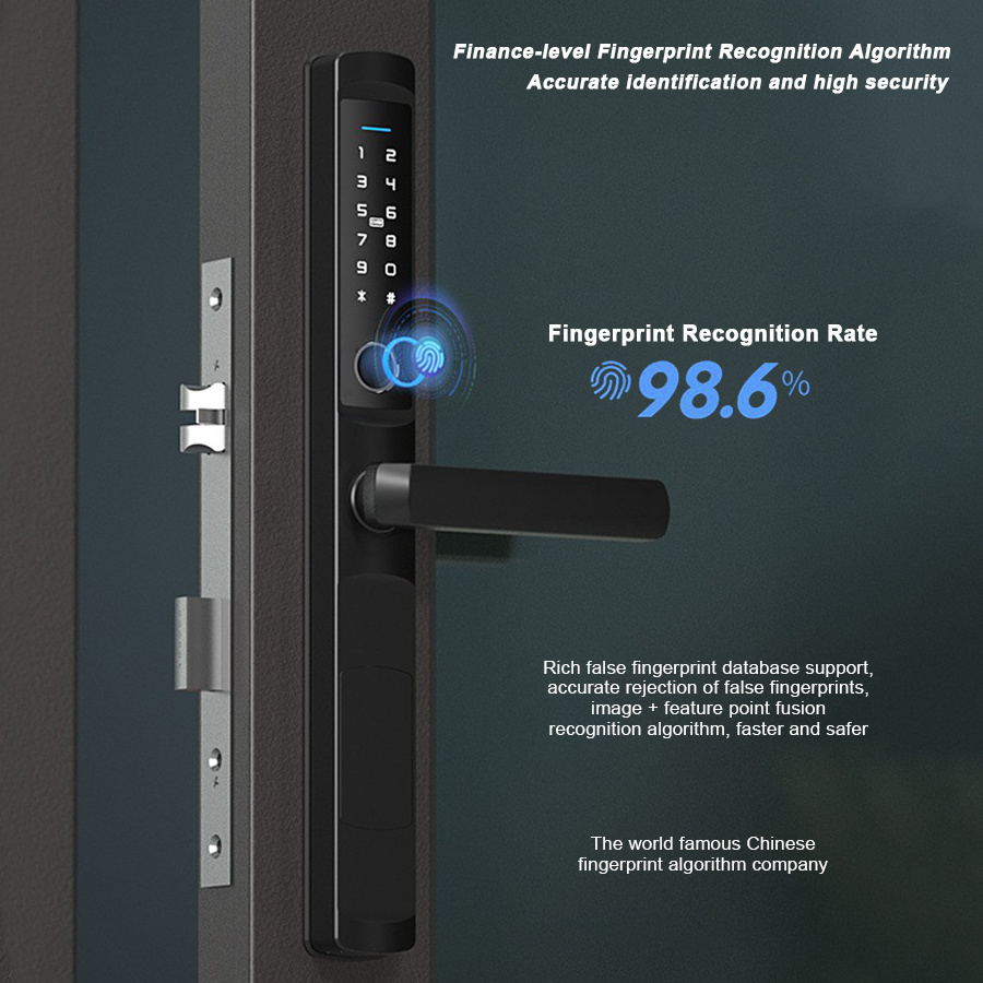 China Waterproof Tuya TTlock Digit Combination Biometric Fingerprint Electric Smart Sliding Glass Aluminium Gate Door Locks