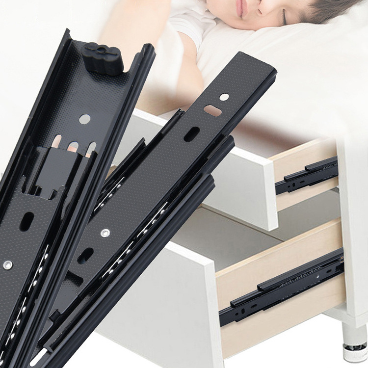 Rubber Strip Mini Ball Bearing Drawer Slide Telescopic Channel Adjustable Concealed Tool Box Draw Guides Drawer Rail Sliders