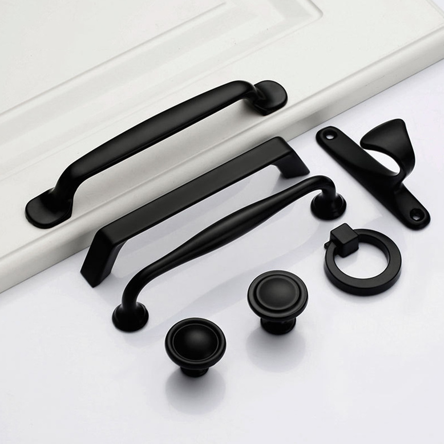 Aluminum Alloy Matte Black Kitchen Cabinet Drawer Door Pull Handle Knobs and Handles for Furniture Wardrobe Cupboard Closet