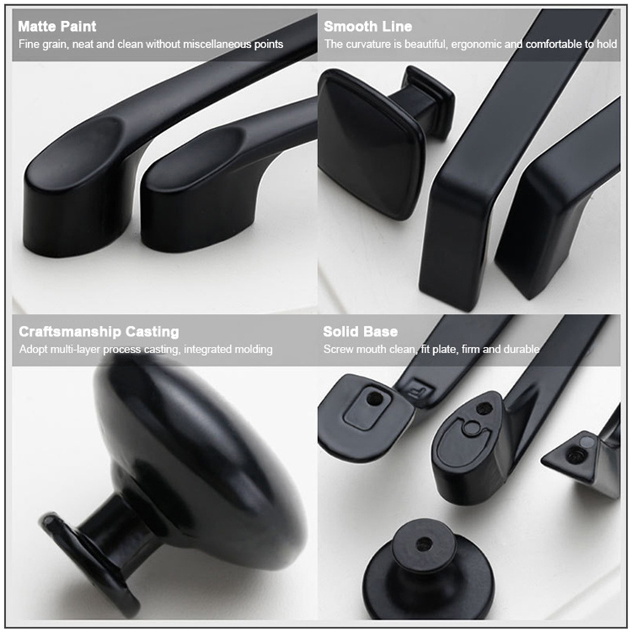 Aluminum Alloy Matte Black Kitchen Cabinet Drawer Door Pull Handle Knobs and Handles for Furniture Wardrobe Cupboard Closet