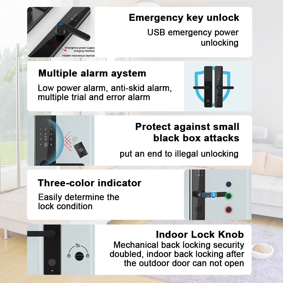 TTlock Tuya App Fingerprint Electronica Cerraduras Deadbolt Digital Para De Puerta Inteligente Interior Door TT Smart Locks