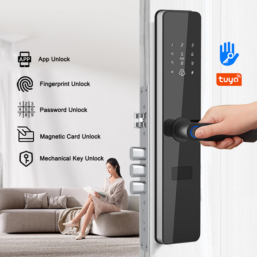 TTlock Tuya App Fingerprint Electronica Cerraduras Deadbolt Digital Para De Puerta Inteligente Interior Door TT Smart Locks