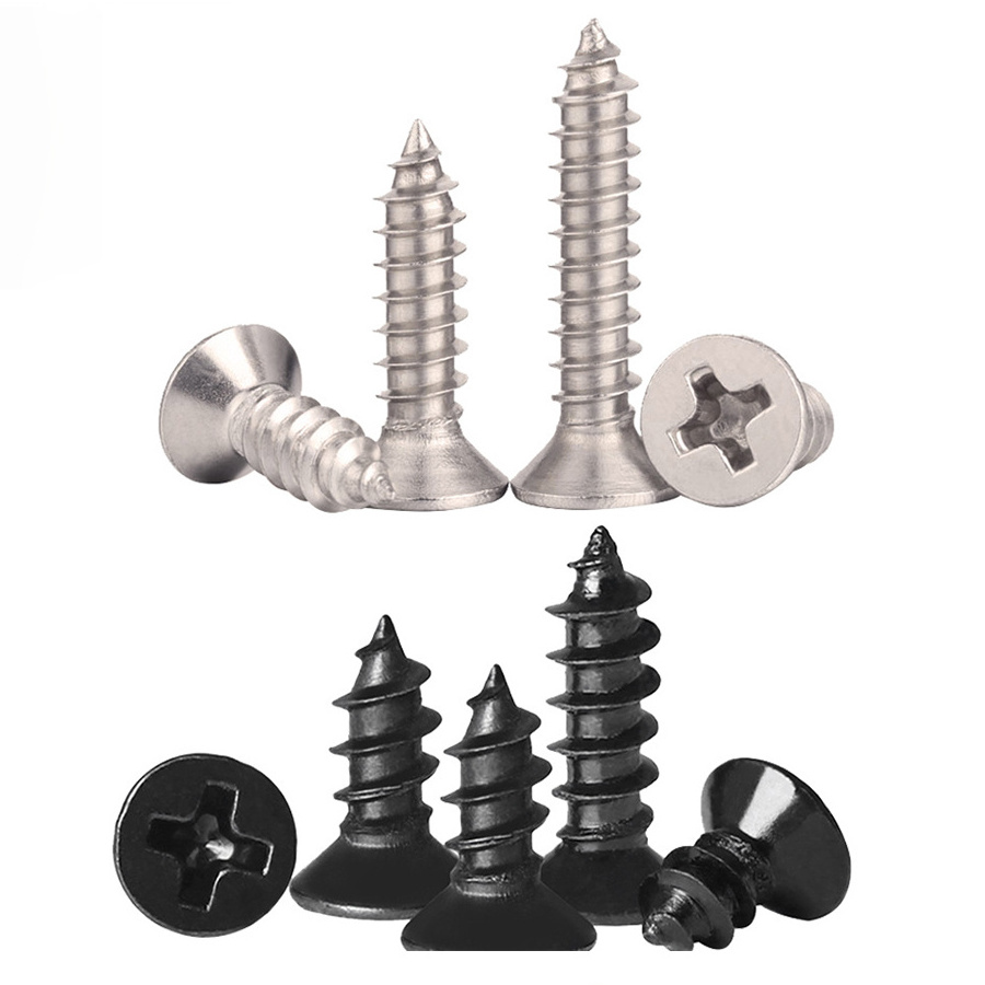 KA Cross Recessed Countersunk Head Self-tapping Screw Black Sliver Carbon Steel Self Tapping Wood Screws