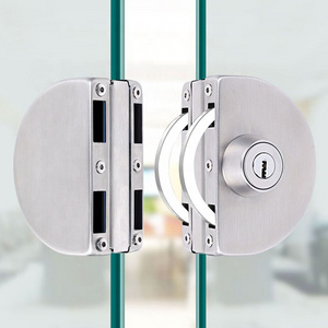 Custom Stainless Steel Double Sided Sliding Frameless Glass Door Swing Center Lock with Keys for Sliding Glass Gate