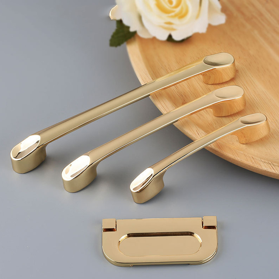 Zinc Alloy Furniture Handle Modern Light Luxury Style Gold Wardrobe Cupboard Cabinet Drawer Door Pulls Handles Knobs