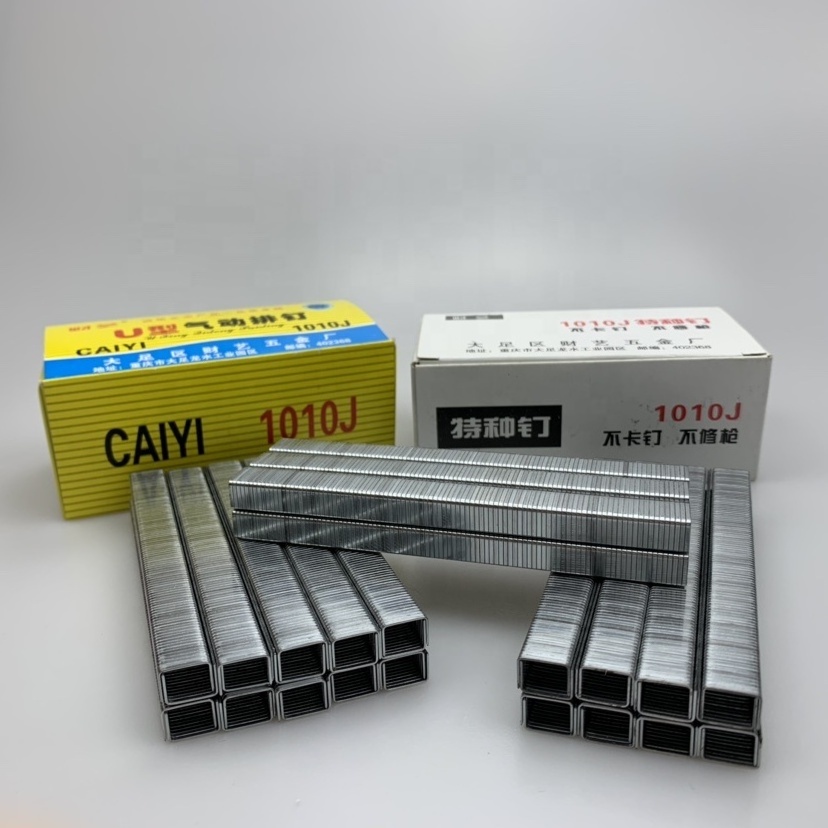 Carton 10J Staple Manufacturer Multicolor 1008J 1010 1013 J Series Gun Staple Galvanized Wire Nails for Sofa