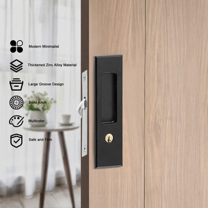 Zinc Alloy Recessed Door Handle Lock Invisible Bedroom Balcony Sliding Barn Doors Locks Hidden Pull Handle with Lock