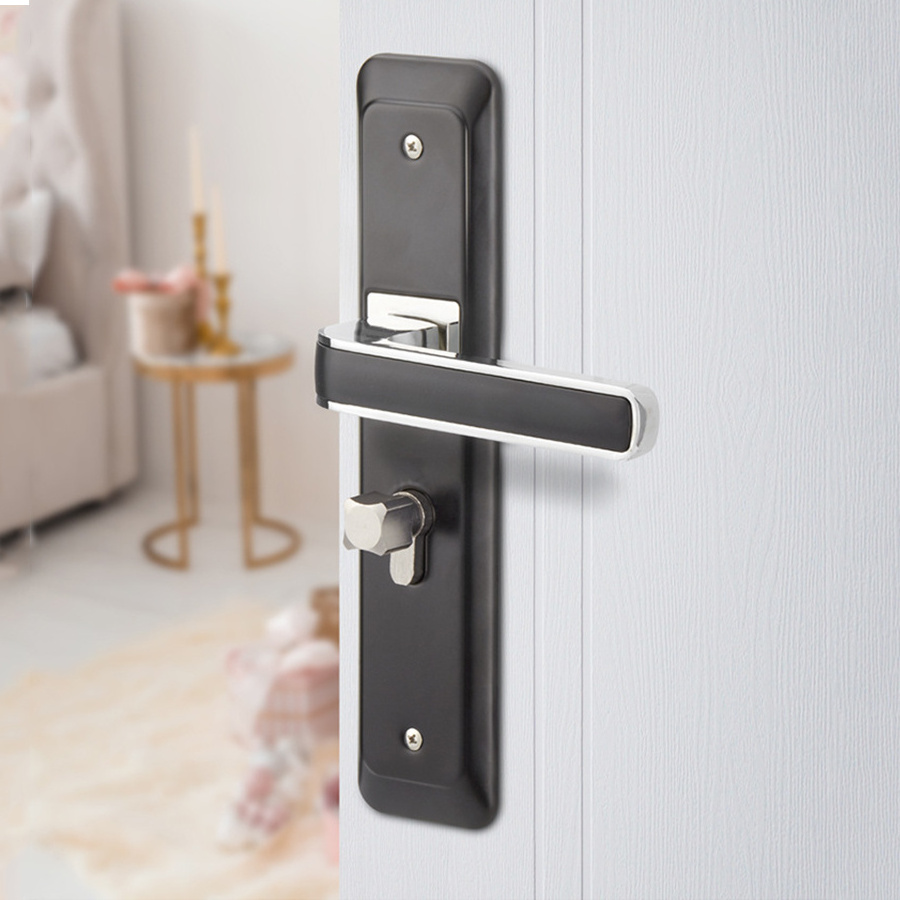 China Supplier Modern Bedroom Room Interior Wood Door Handle Mechanical Lock for Wooden Door with Mortise Cylinder Key