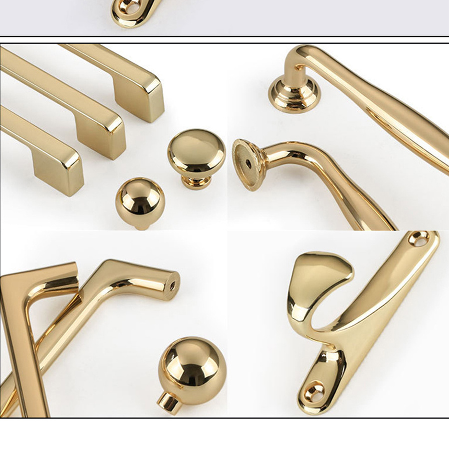 Zinc Alloy Furniture Handle Modern Light Luxury Style Gold Wardrobe Cupboard Cabinet Drawer Door Pulls Handles Knobs