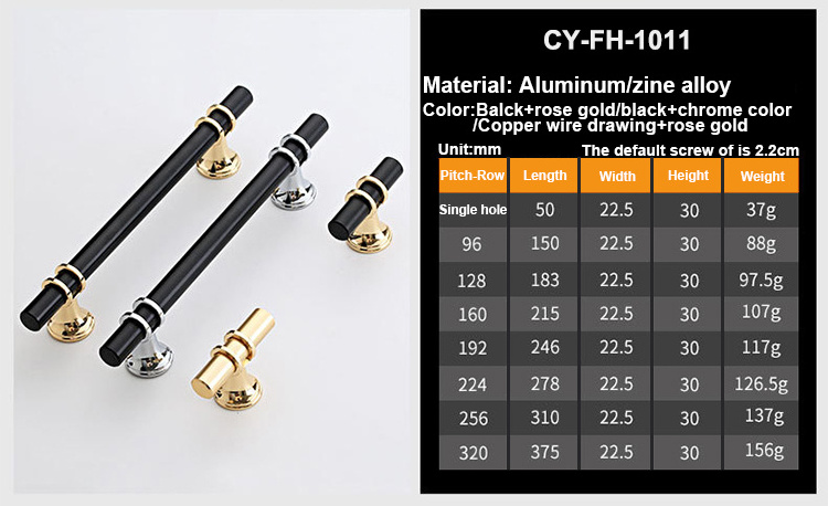 Hot Sale Modern Luxury Aluminum Zinc Alloy Door Pull Cabinet Handle Black Wardrobe Kitchen Cabinet Handles for Home