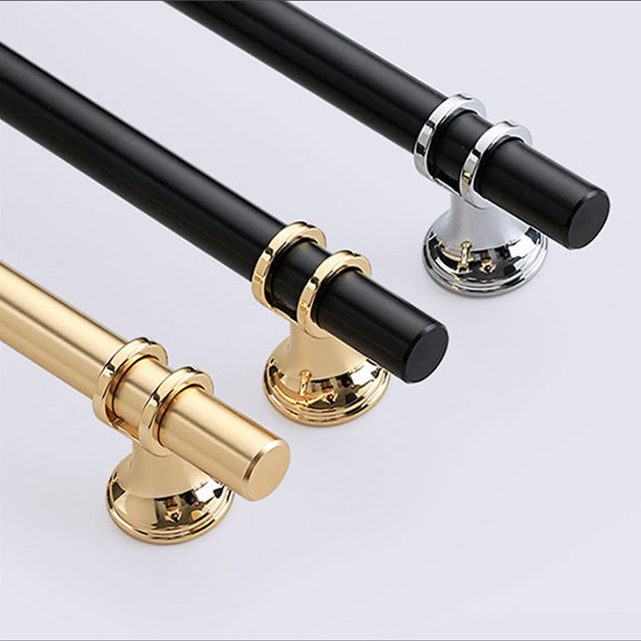 Hot Sale Modern Luxury Aluminum Zinc Alloy Door Pull Cabinet Handle Black Wardrobe Kitchen Cabinet Handles for Home