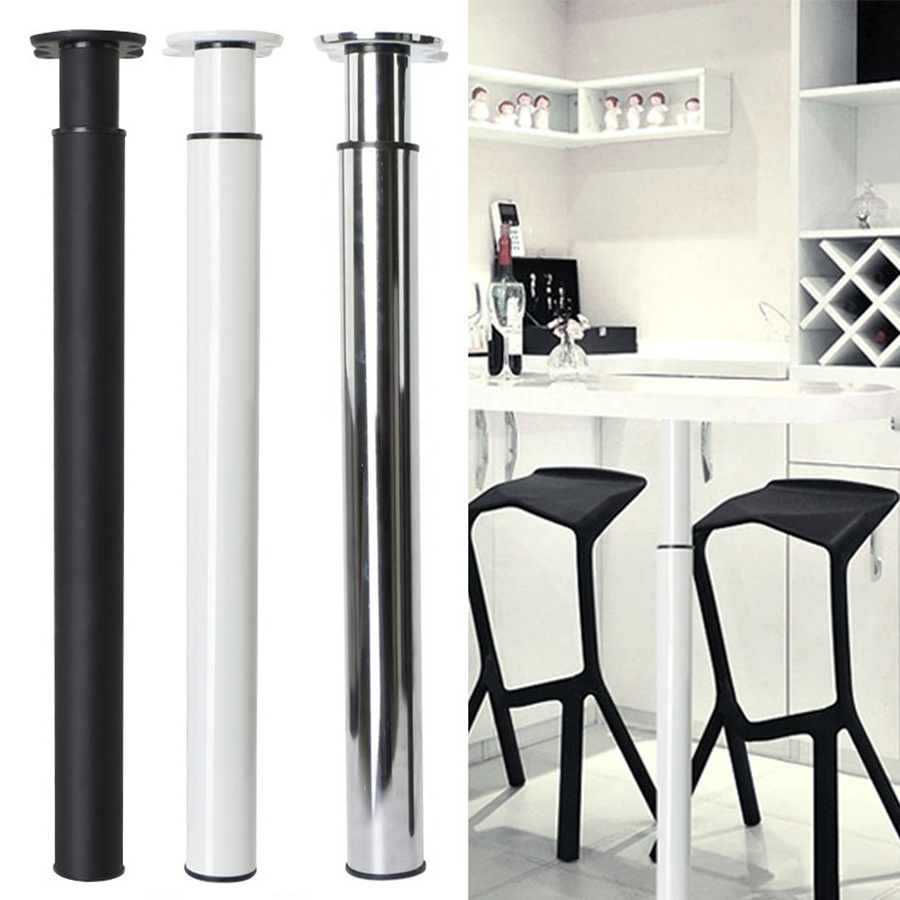 Foldable Height Adjustable Metal Iron Chrome Kitchen Furniture Office Bar Desk Round Feet Folding Telescopic Table Legs