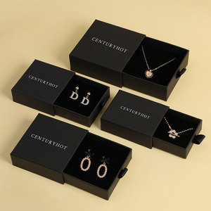 Custom Bracelet Gift Earring Necklace Jewellery Ring Boxes Cardboard Drawer Paper Jewelry Sliding Box Packaging With Black Foam