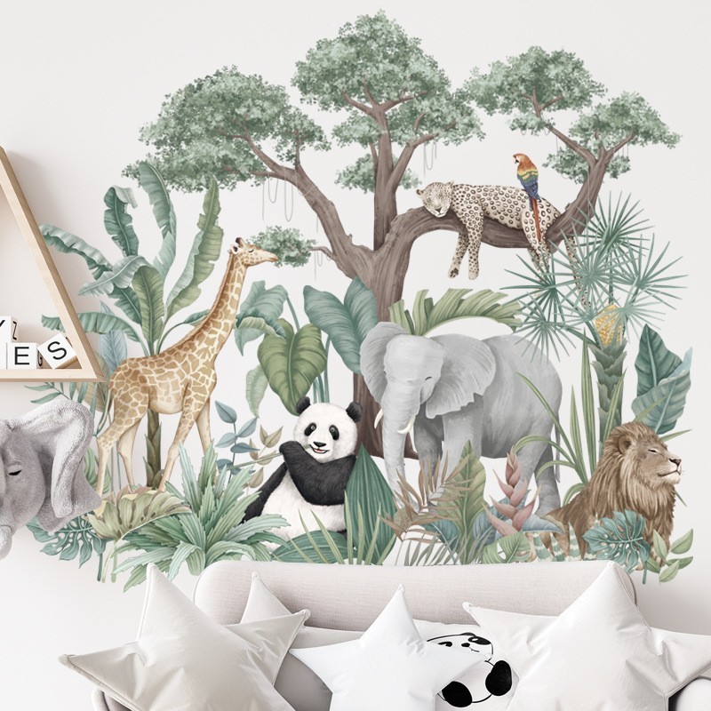 China Made Small MOQ Originality Tropical Rain Forest Animals And Plants Sticker Wall Paper