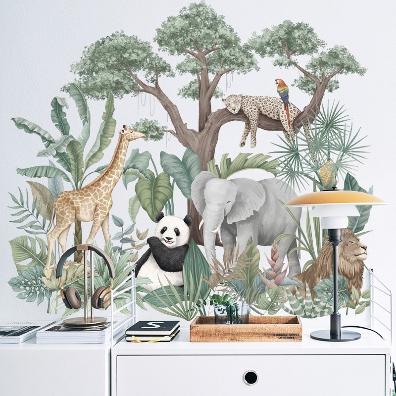 China Made Small MOQ Originality Tropical Rain Forest Animals And Plants Sticker Wall Paper