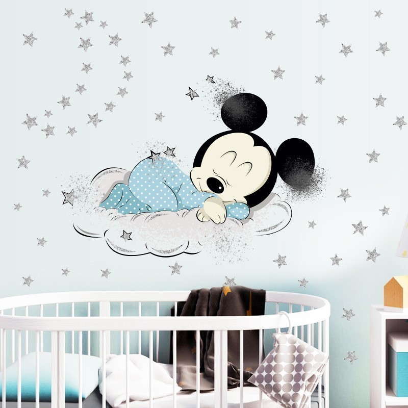 Active Frosting Mickey Mouse Stars Sleep Kids Wall Sticker Elsa For Dormitory