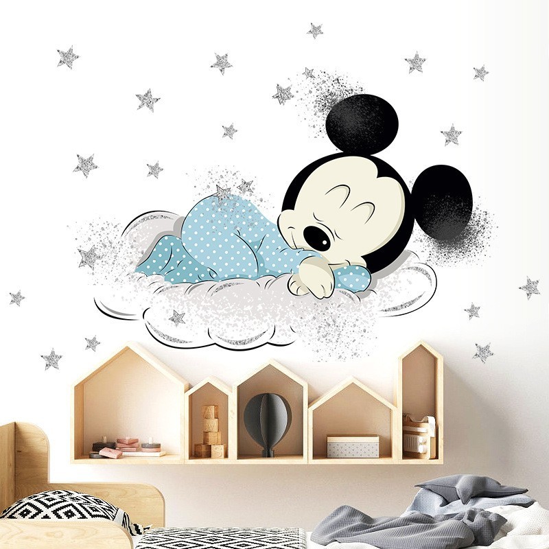 Active Frosting Mickey Mouse Stars Sleep Kids Wall Sticker Elsa For Dormitory