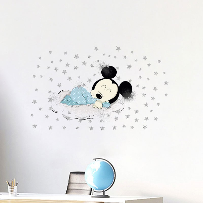 Active Frosting Mickey Mouse Stars Sleep Kids Wall Sticker Elsa For Dormitory