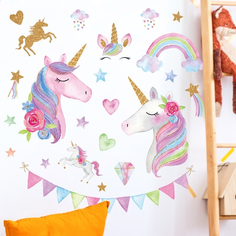 Cheap Science Fiction Frosting Robot Unicorn Attack Funny Mouse Hall Wall Sticker