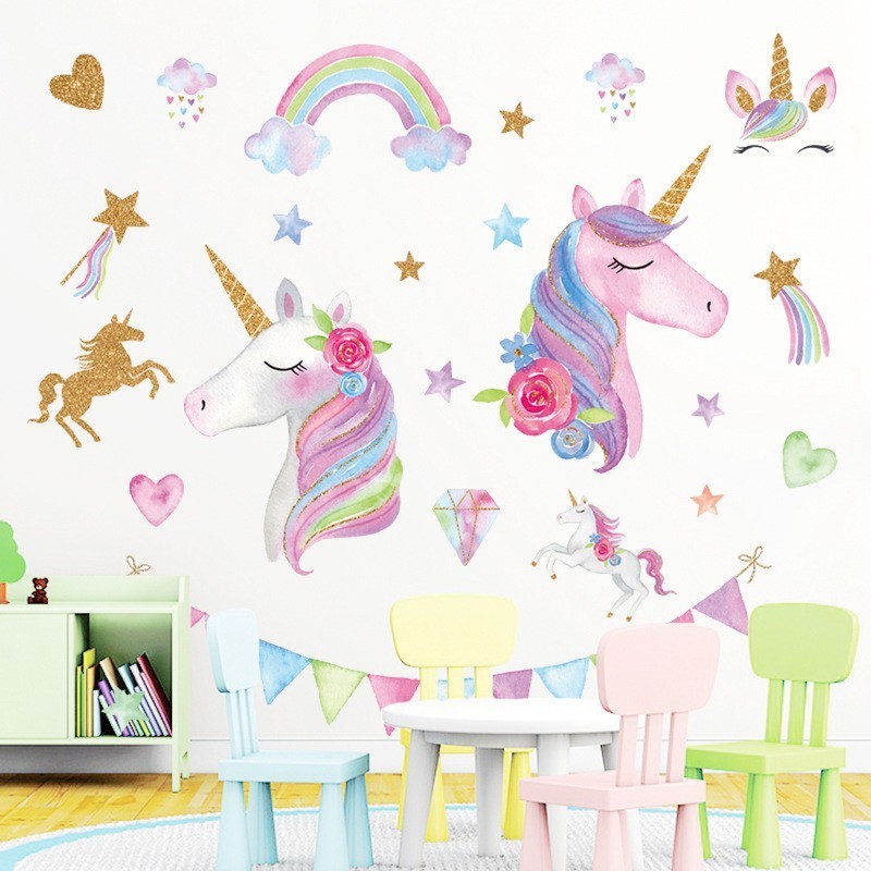 Cheap Science Fiction Frosting Robot Unicorn Attack Funny Mouse Hall Wall Sticker