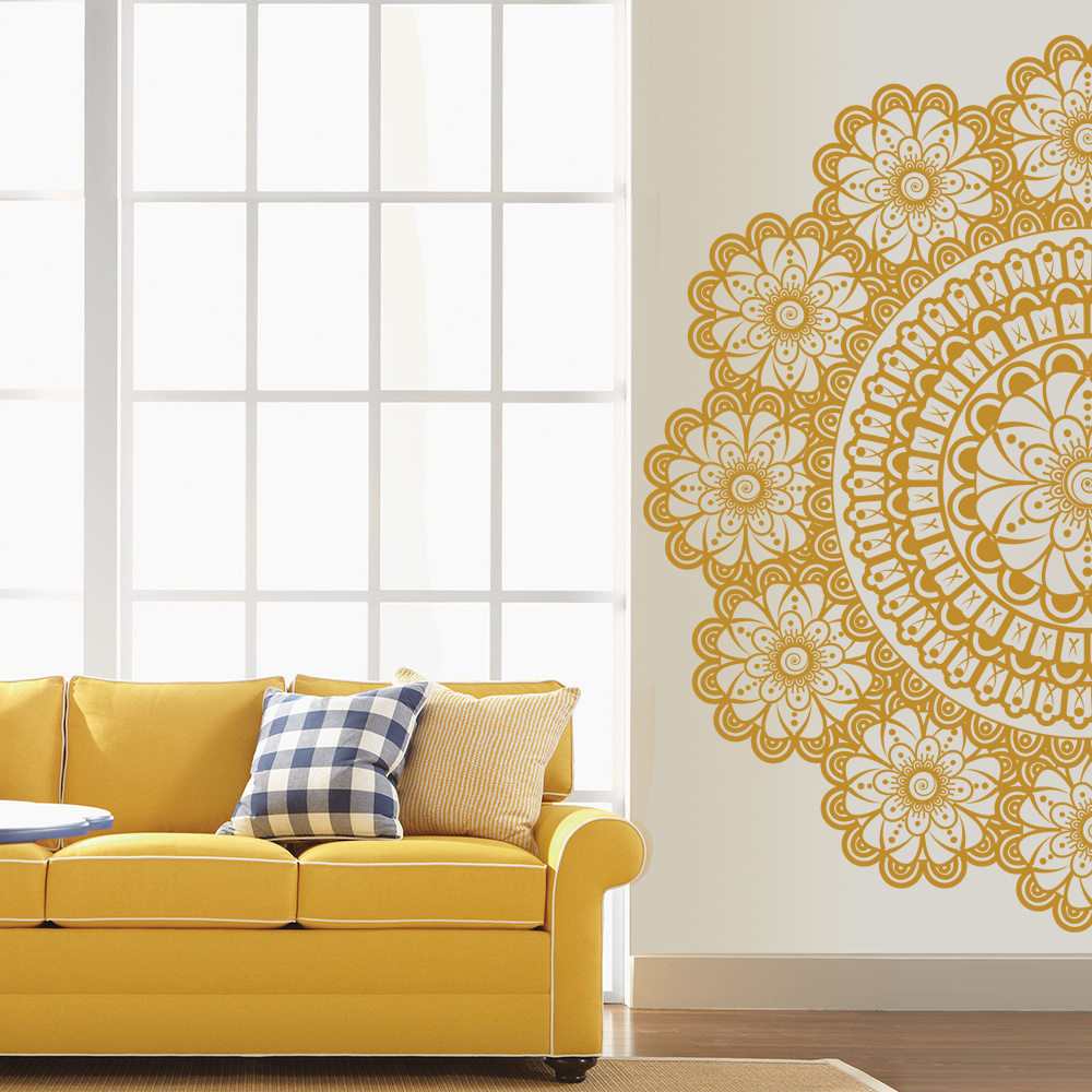 mandala design Carving stencils stickers Art pattern Meditation room Living Room diy decor wall sticker