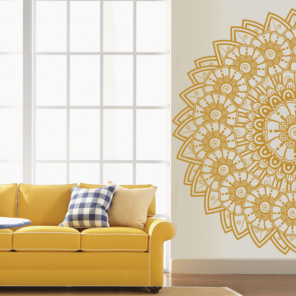 mandala decorative drawing stencils carving adhesive pvc wall decor Meditation room diy wall sticker