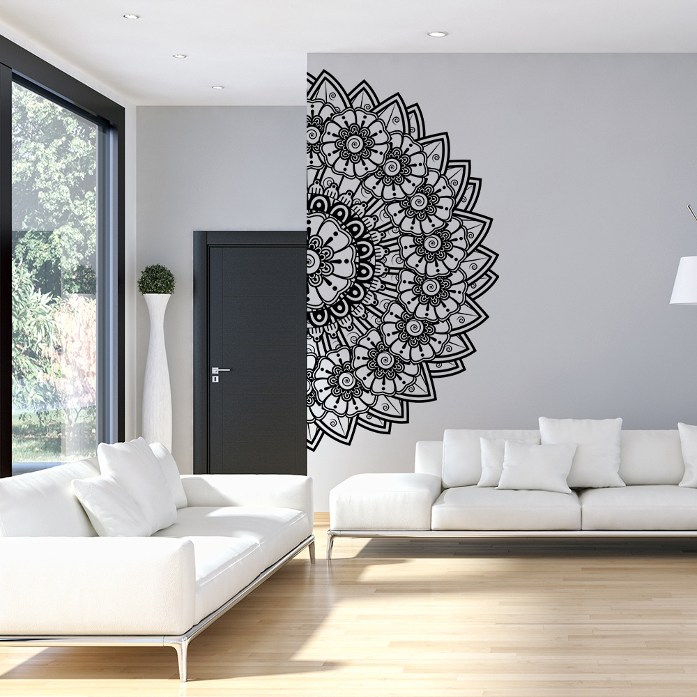 mandala decorative drawing stencils carving adhesive pvc wall decor Meditation room diy wall sticker