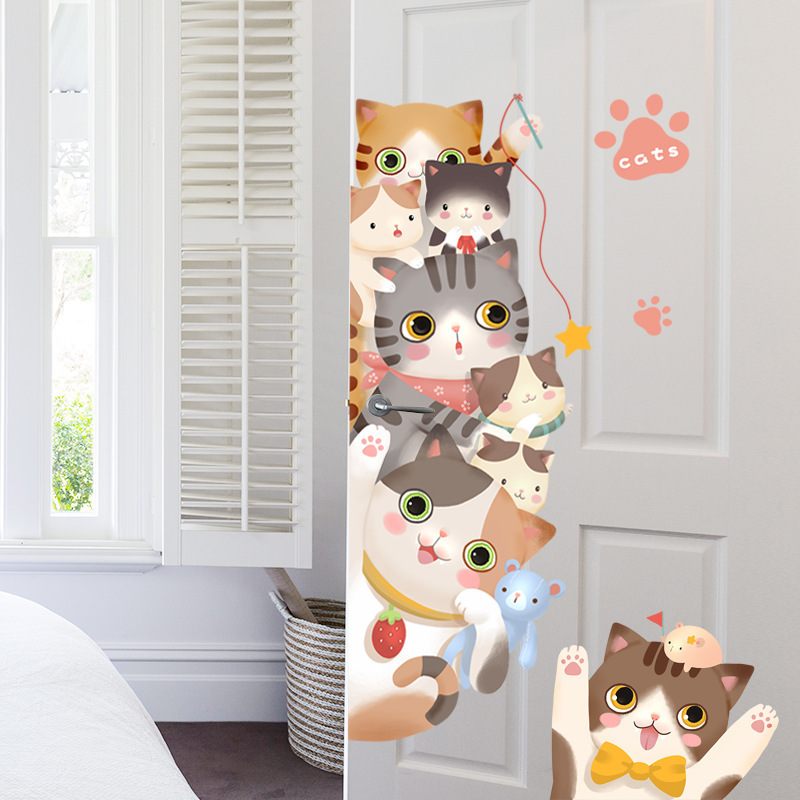 Cartoon Design Cute Cats Wall Sticker DIY Home Wall Decals Kindergarten classroom Wallpaper Decor