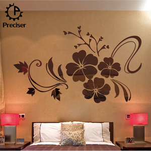 Precise Acrylic 3D Effect Flower Shape Mirror Surface Large Wall Stickers