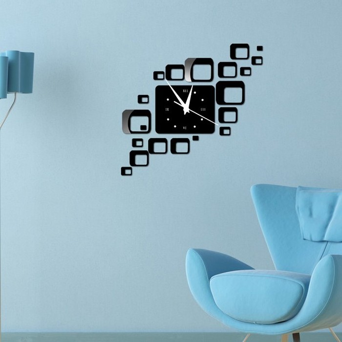 Decal Living Room Mirror Wall Clock Murals Paper DIY Mirror Wall Clock