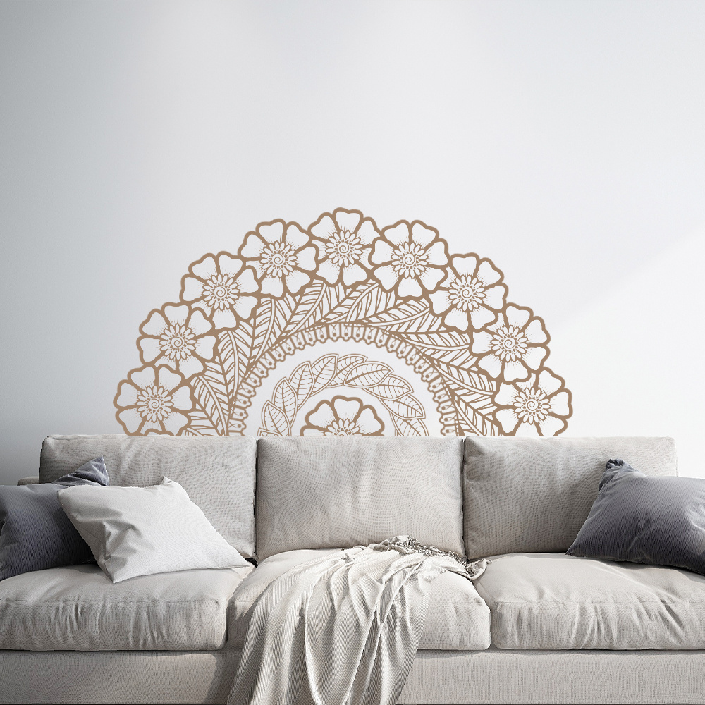 Preciser China Factory Black Vinyl In Half Large Mandala Art Wall Sticker For living Room