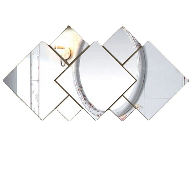 Preciser Contemporary Cube Decor Reflective Wall Mirror Sticker For Bathroom