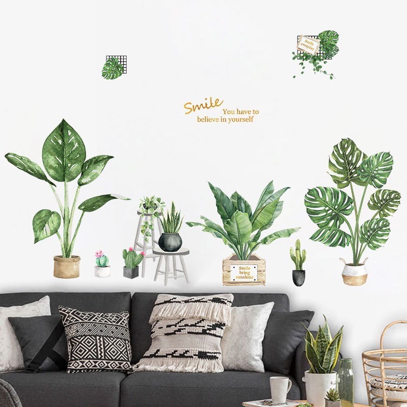 2022 Popular Family Garden Potted Plants 3D Wall Stickers Waterproof Brick For Home Decor