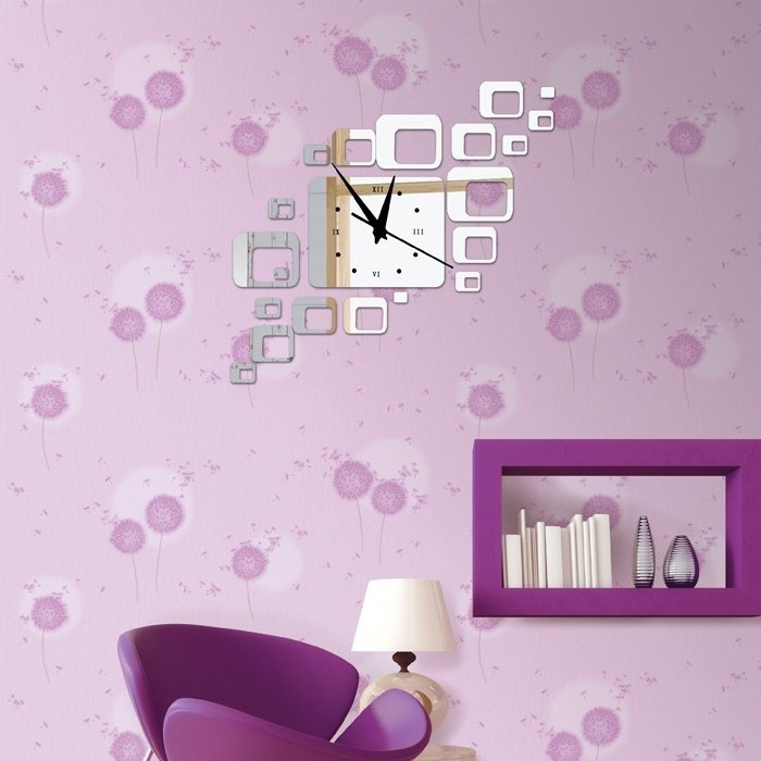 Decal Living Room Mirror Wall Clock Murals Paper DIY Mirror Wall Clock