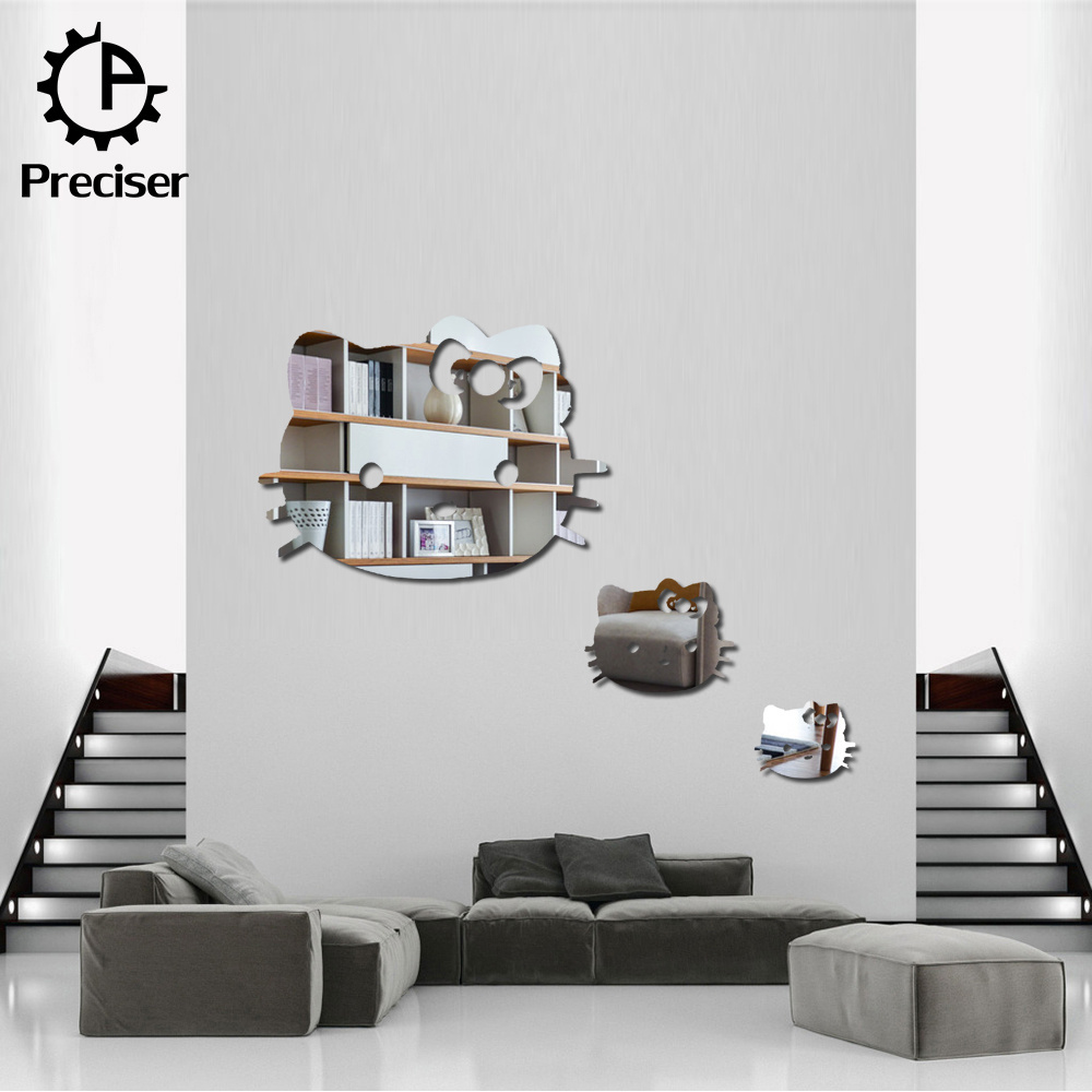 Kawaii Mirror Wall Decal Cute Cats Wall Sticker For Kids Room