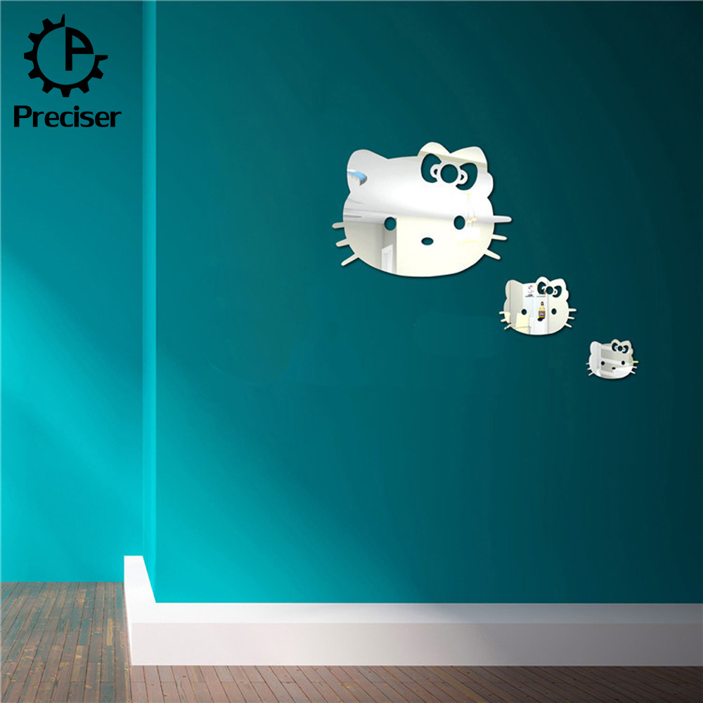 Kawaii Mirror Wall Decal Cute Cats Wall Sticker For Kids Room