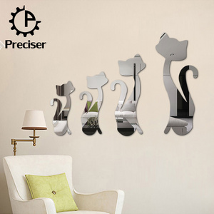 Quality Acrylic Cats Shape Cute Wall Mirror Sticker For Kids