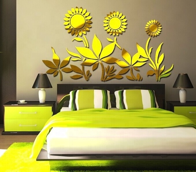 Preciser 3D Simple Style Flowers Decor Mirror Wall Stickers For Living Room