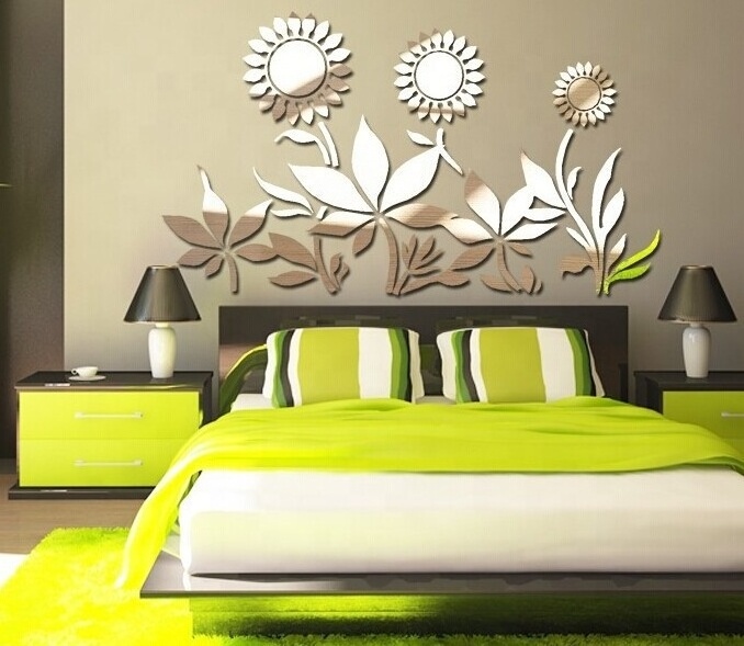 Preciser 3D Simple Style Flowers Decor Mirror Wall Stickers For Living Room