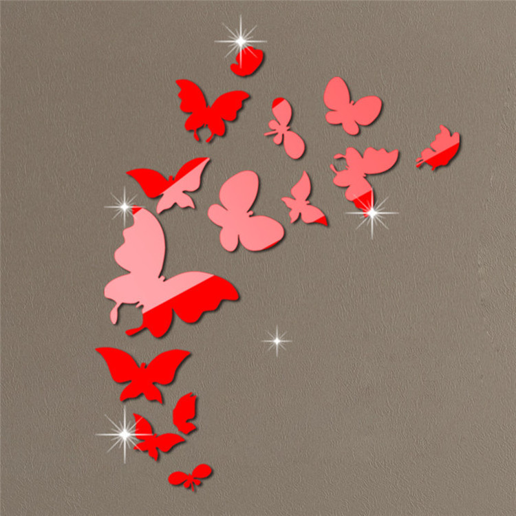 Home Mirror Beautiful Design Wall Stickers 3D Butterfly Acrylic DIY Stickers