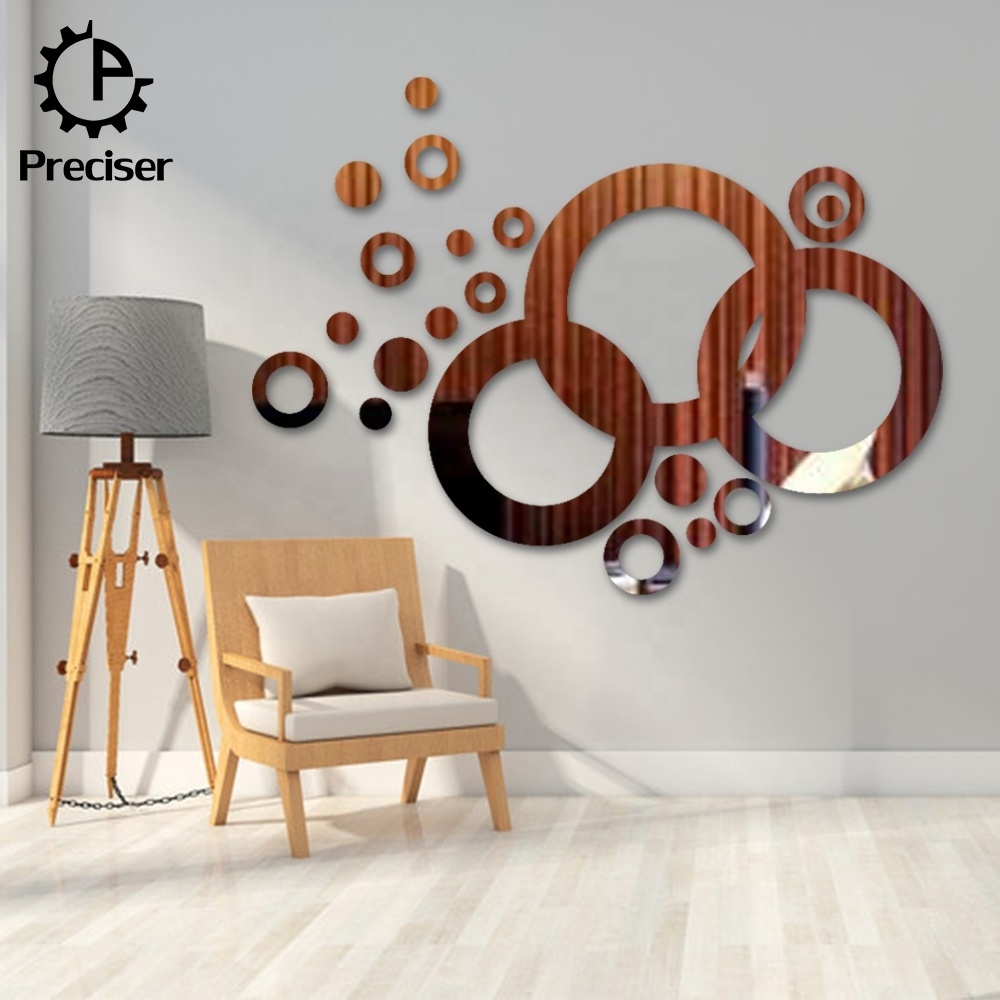 Preciser 3D Acrylic Love Heart Shape DIY Mirror Wall Stickers For Wedding Decor